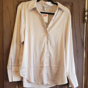 NEW H&M Silky Button-Up Shirt